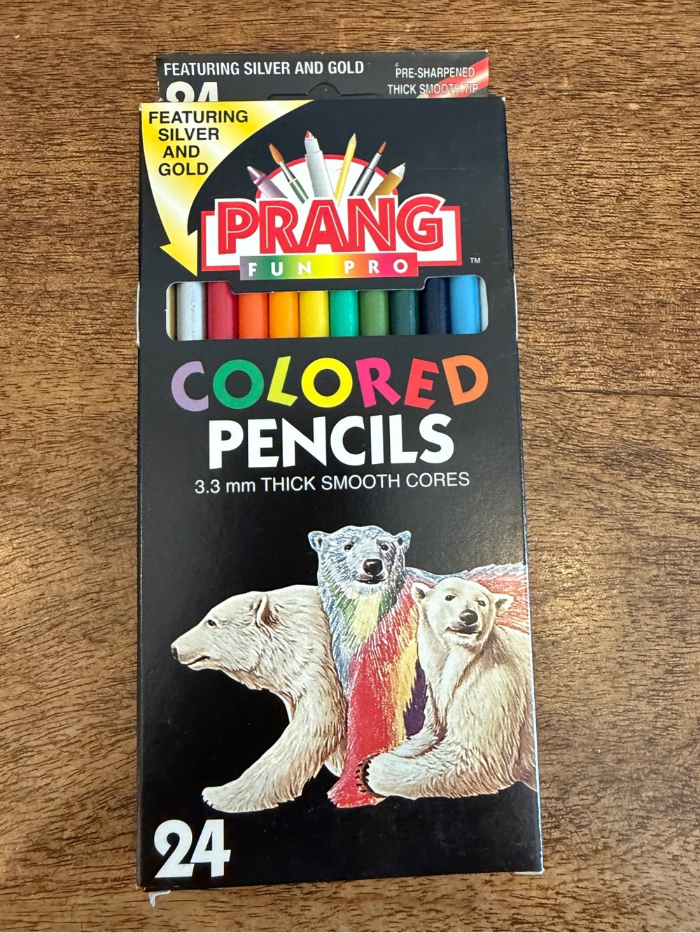 NOS Prang Fun Pro Colored Pencils 24 Colors Features Silver & Gold 3.3mm Thick